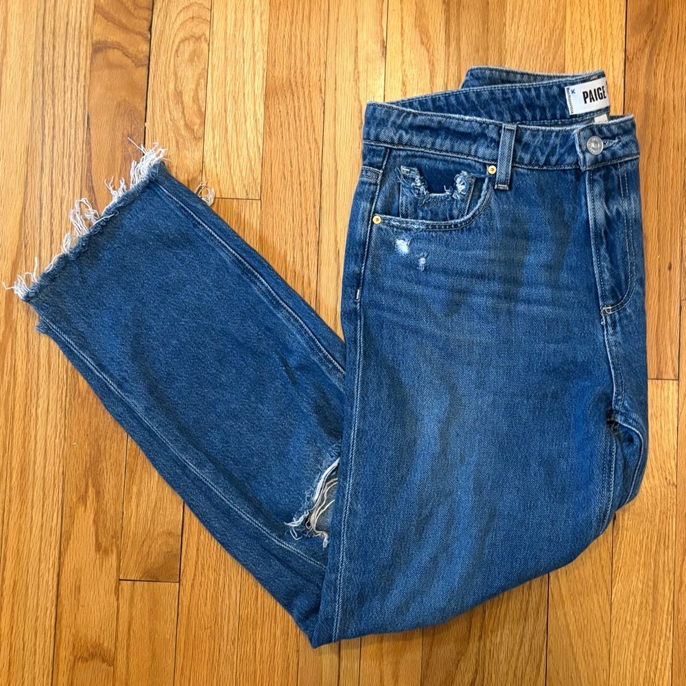✨ PAIGE ✨ Noella Mid Rise Straight Leg Sledge Destructed Jeans Size 29